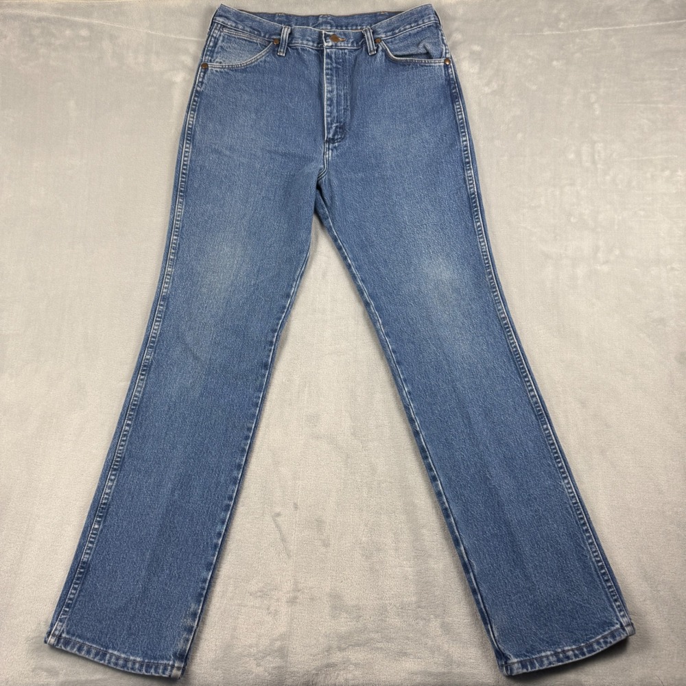 Vintage Wrangler 936GBK‎ Men's Cowboy Cut Slim Fit Straight Leg Blue Jeans 35x34